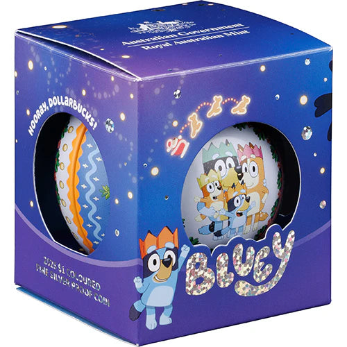 2025 $1 coloured Fine Silver Proof Coin - BLUEY CHRISTMAS