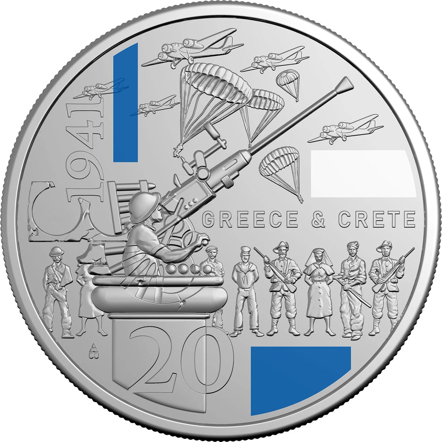 2026 20c 1941: Service Amid Strife - Greece & Crete Uncirculated Coin - no card