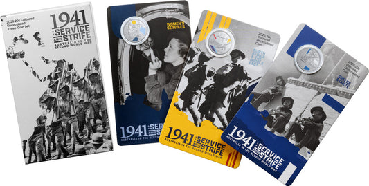 NEW RELEASE - 2026 20c Coloured Uncirculated Three-Coin Set - 1941: Service Amid Strife