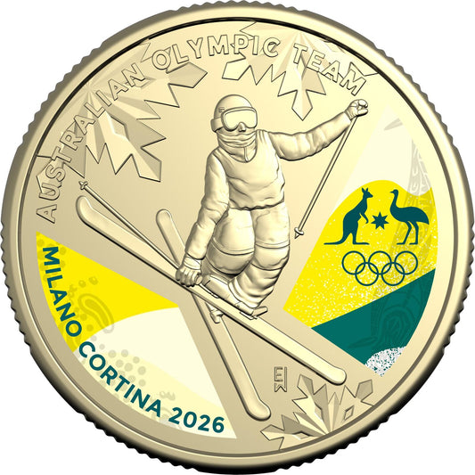 2026 Winter Olympics coloured $1 coin - no card