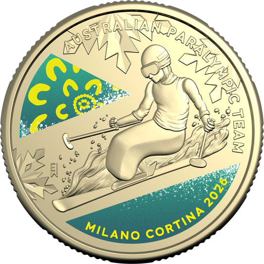 2026 Winter Paralympic coloured $1 coin - no card