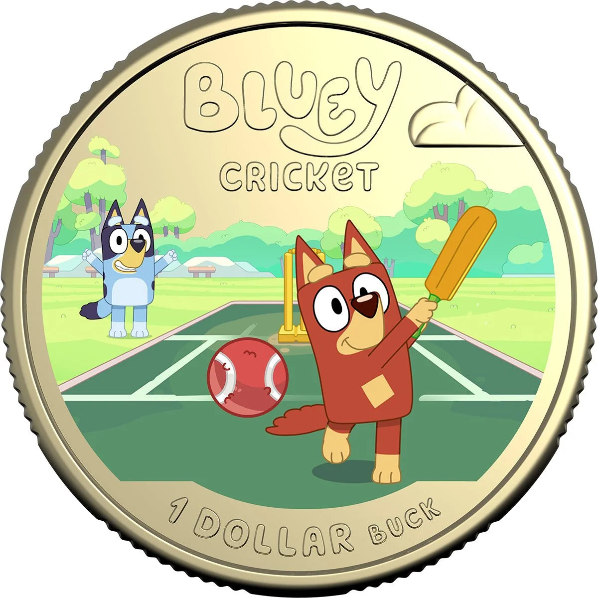 NEW RELEASE - 2027 $1 Bluey Cricket Coloured Uncirculated Coin