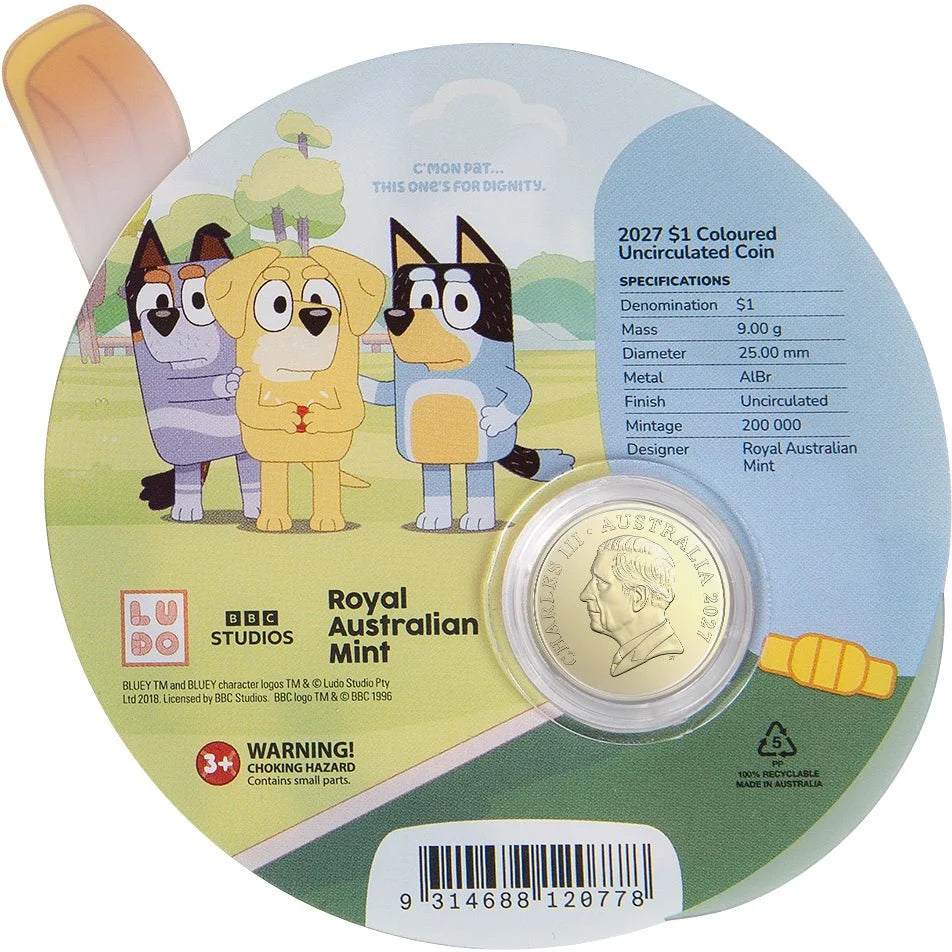 NEW RELEASE - 2027 $1 Bluey Cricket Coloured Uncirculated Coin