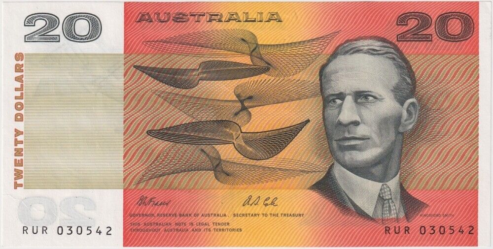 1985 $20 AUSTRALIA PAPER BANKNOTE - JOHNSTON/FRASER - CIRC