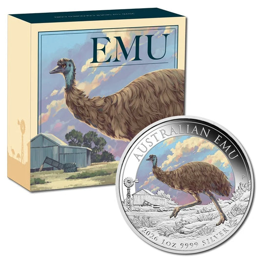 NEW RELEASE- 2026 Australian Emu Coloured 1oz Silver