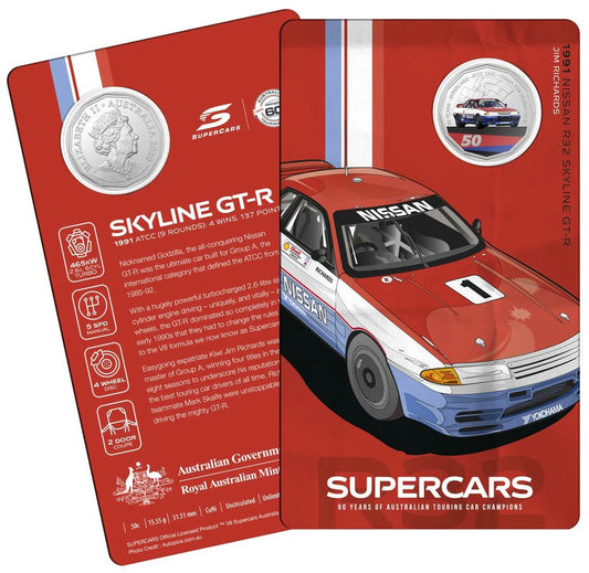 2020 50c Coin - 60 Years of the ATCC 1960/2020 - Supercars - 1991 NISSAN R32 SKYLINE GT-R