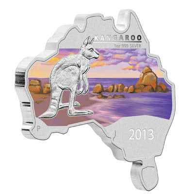 2013 Australian Map Shaped Coin Series – Kangaroo 1oz Silver Proof Coin