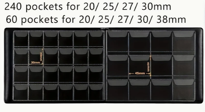 COIN ALBUM - 300 pockets Suits various size coins