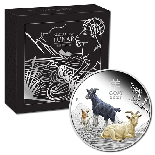 NEW RELEASE - 2027 Year of the Goat Coloured 1oz Silver Proof