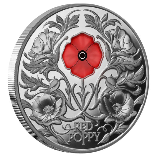 2026 Red Poppy $5 Window 2oz Silver Proof Coin