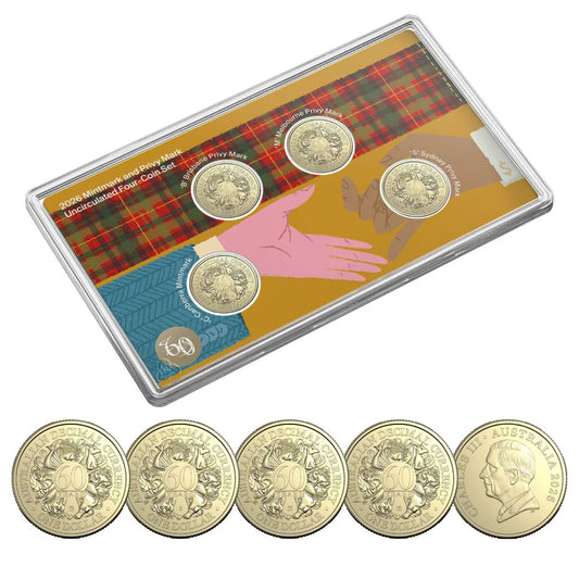 Australia 60th Anniversary of Decimal Currency 2026 $1 Mintmark & Privymark Uncirculated 4-Coin Set