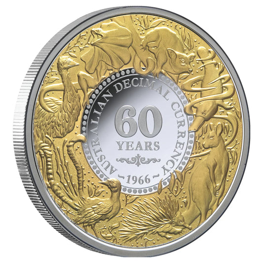 2026 60th Anniversary of Decimal Currency $1 Gold-plated 1oz Silver Proof Coin