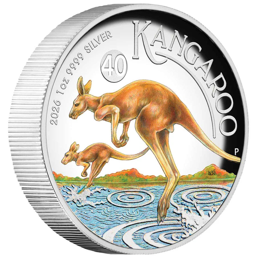 NEW RELEASE - PERTH MINT - 2026 Australia Kangaroo $1 Colour High Relief 1oz Silver Proof Coin