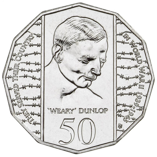 1995 50c End of WWII 50th Anniversary Weary Dunlop Circulated Coin