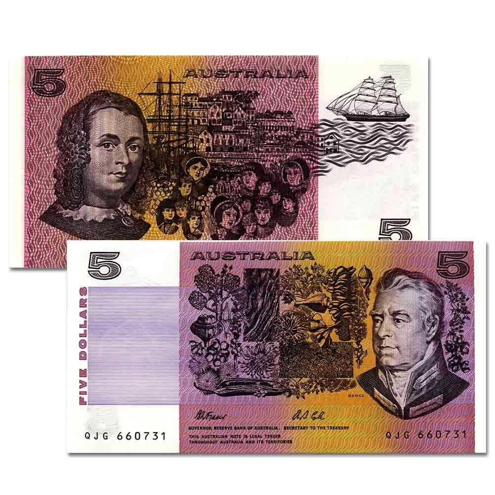 1983 JOHNSTON/STONE $5 PAPER BANKNOTE - EF