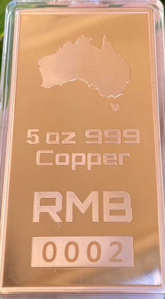 LARGE 5oz 999 Copper Bullion Bar "Map Of Australia"
