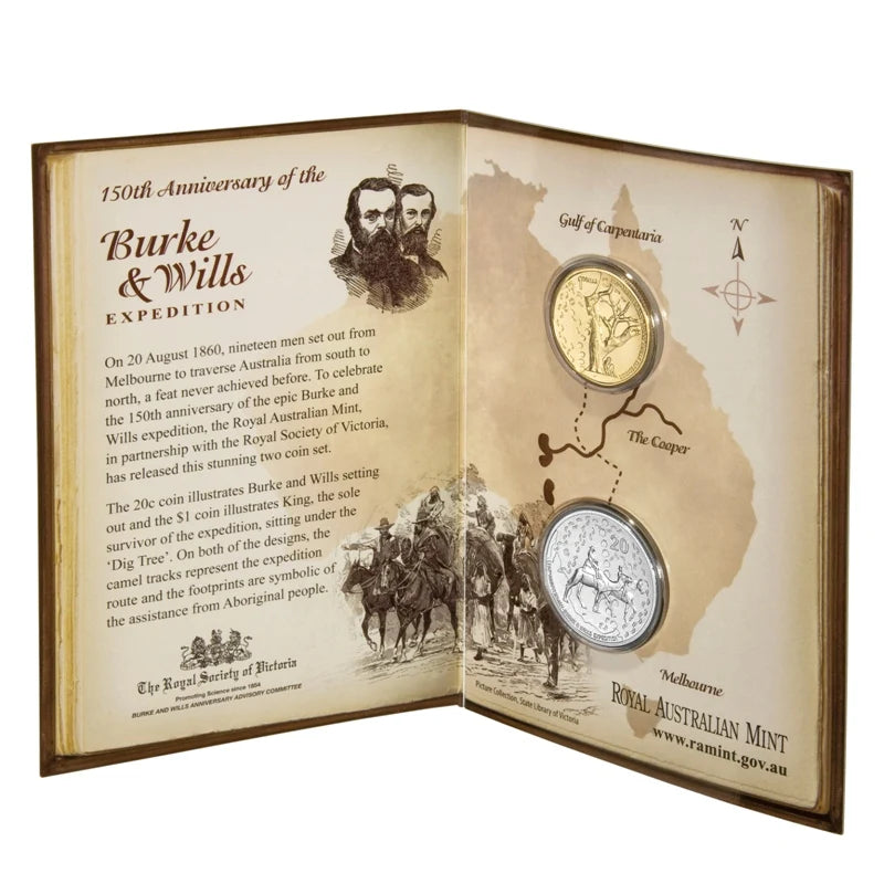 2010 Royal Australian Mint 150th Anniversary of Burke and Wills Two Coin Mint Set