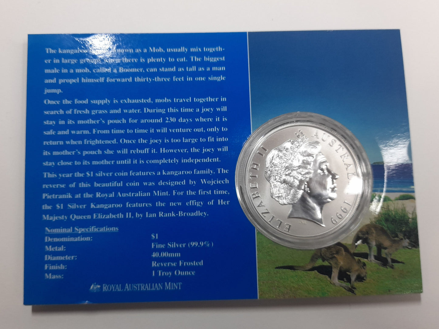1999 1 oz Kangaroo Silver coin