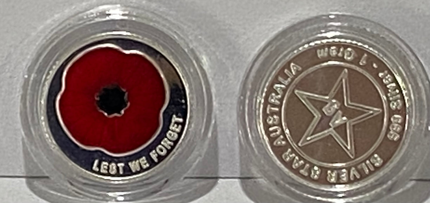 1/10 0z Lest We Forget Red Poppy mini fractional silver