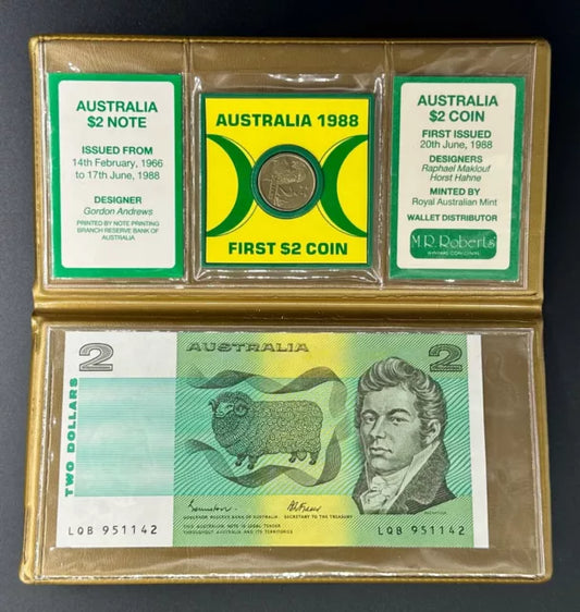 1988 LAST NOTE FIRST COIN FOLDER - M.R ROBERTS