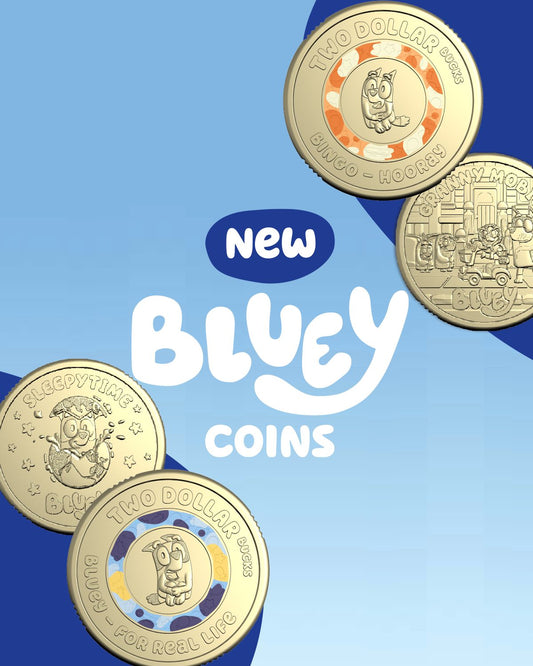 2026 Coloured Bluey & Bingo $2 uncirculated coins - Set of 2