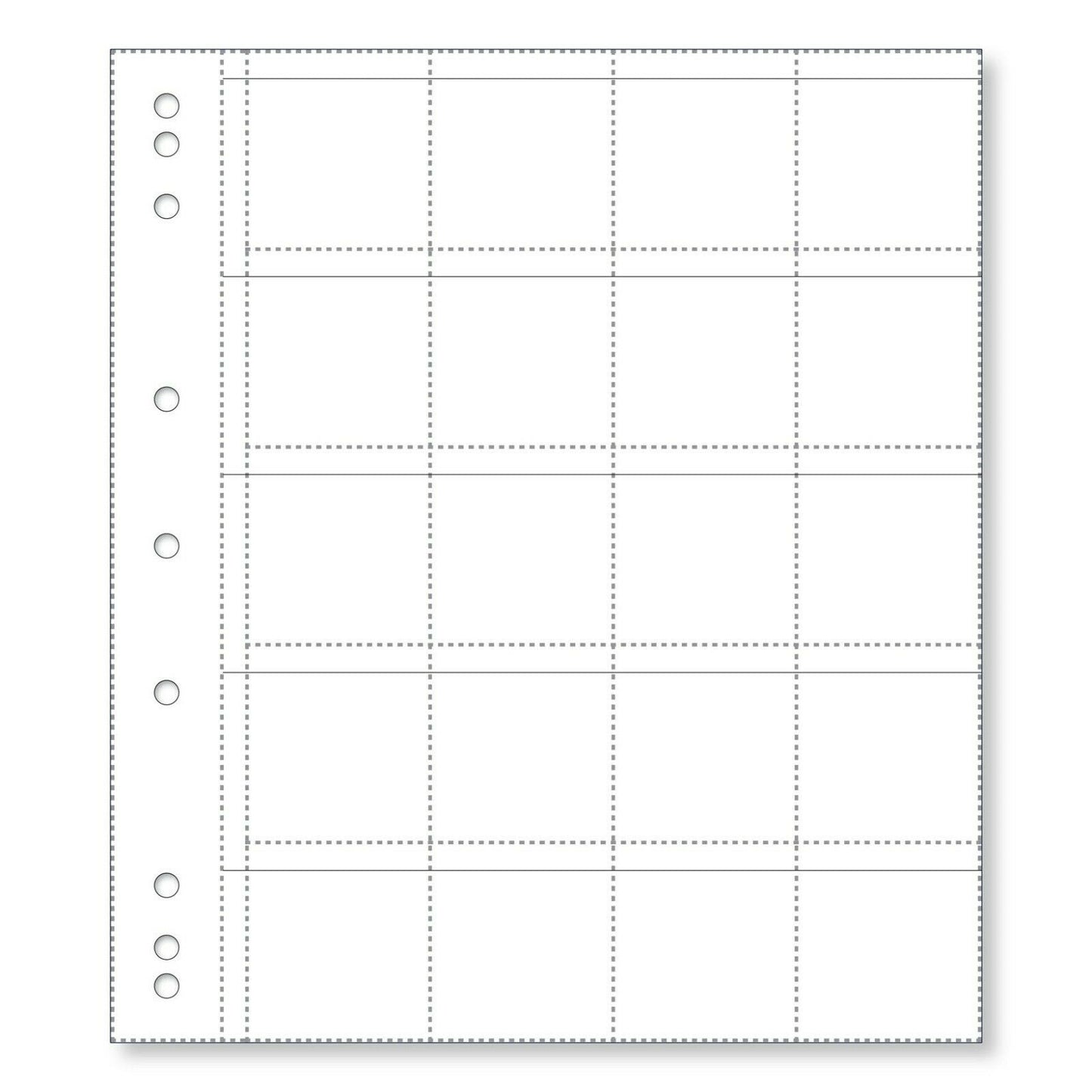 Renniks Coin Album Plastic Refill Pages, 20 Pockets - PRICE PER SHEET CR20