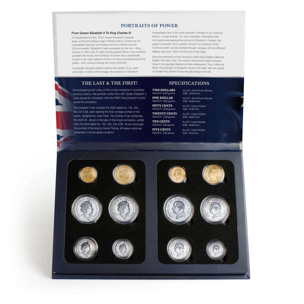 2022-2024 Last Queen Elizabeth II & First King Charles III Uncirculated 12-Coin Portfolio