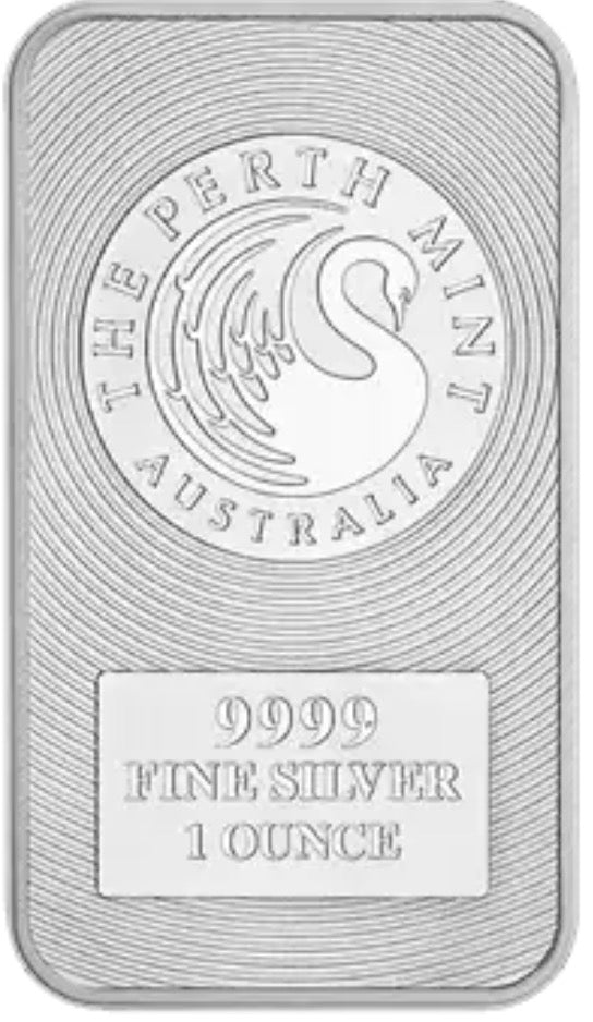 Perth Mint Silver Kangaroo Rectangular Minted Bar 1oz