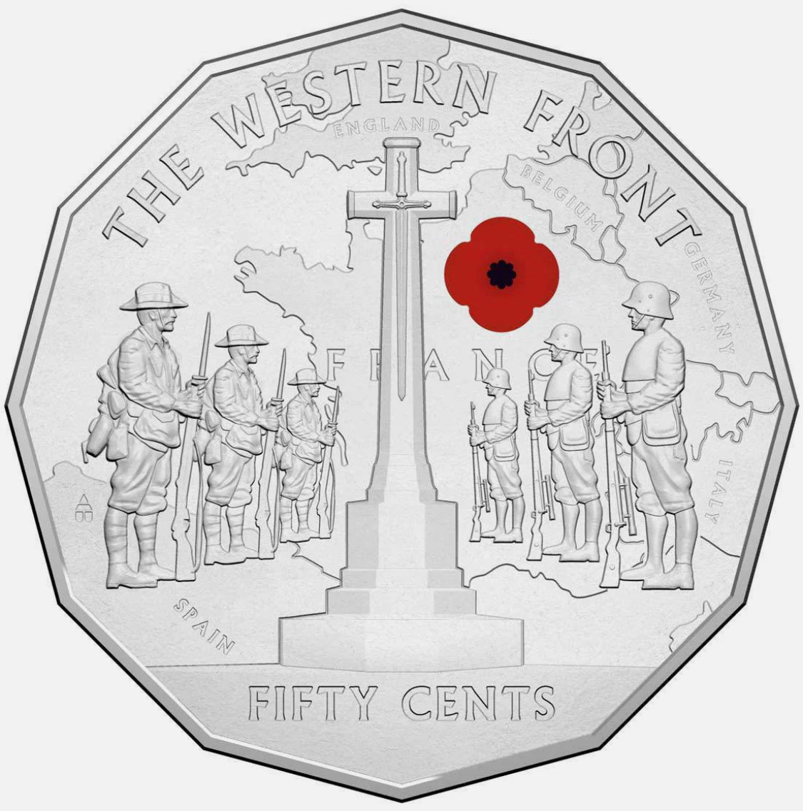 2014 Australia at War “The Western Front” 50c carded Red Poppy RAM