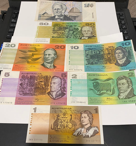Full set of Australia paper banknotes EF - VG
