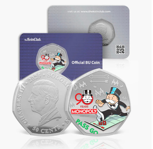 90 Years of Monopoly - Pass Go 2025 Silver Plated BU Coin
