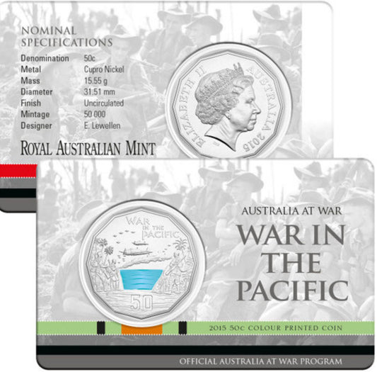 2015 Australia at War “War in the Pacific” 50c carded RAM
