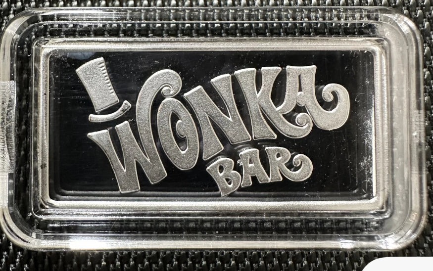 Mini Fractional Silver 5 gram Rectangular Bar - Wonka Golden Ticket Bar