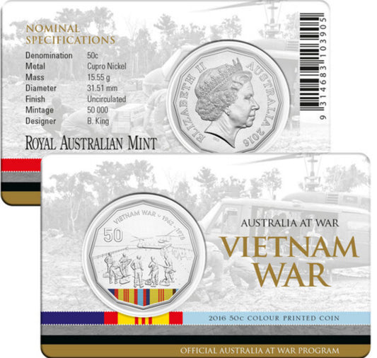 2016 Australia at War “The Vietnam war” 50c carded RAM