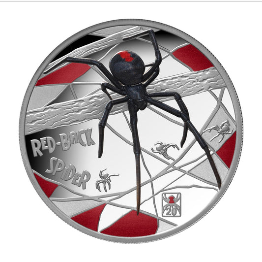 Deadly & Dangerous 2026 $1 Redback Spider 20th Anniversary Privy Mark 1oz Silver Proof Coin