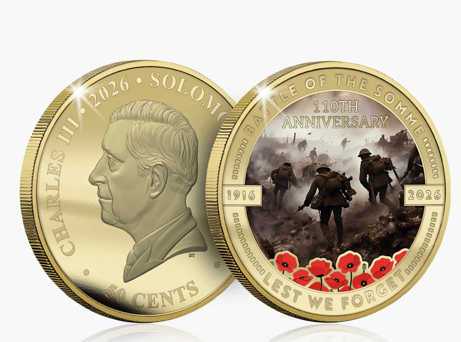 Battle of the Somme 110th Anniversary 50mm Gold-Plated Coin Luxe Edition