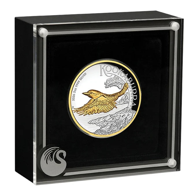 NEW PERTH MINT RELEASE - Australian Kookaburra 2026 2oz Silver Proof High Relief Gilded Coin