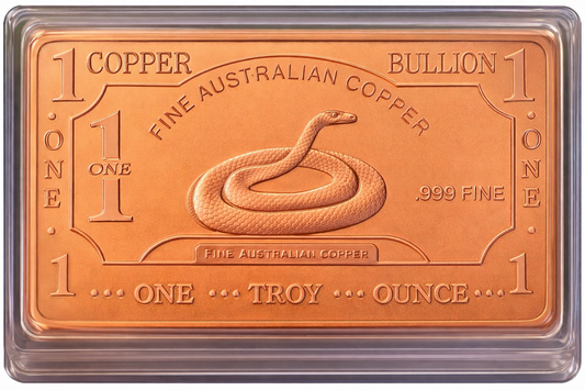 1oz 999 Copper Bullion Bar "Brown Snake"