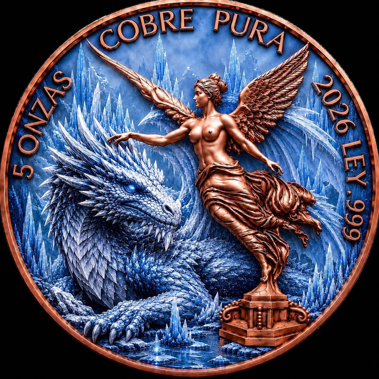 Ice dragon libertad tribute 5 Oz copper round