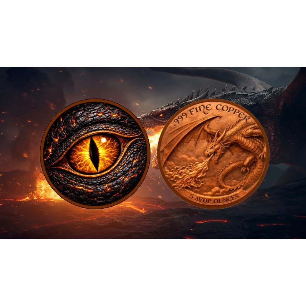 Dragon's Ember Eye Colorized 5 oz Copper Medal