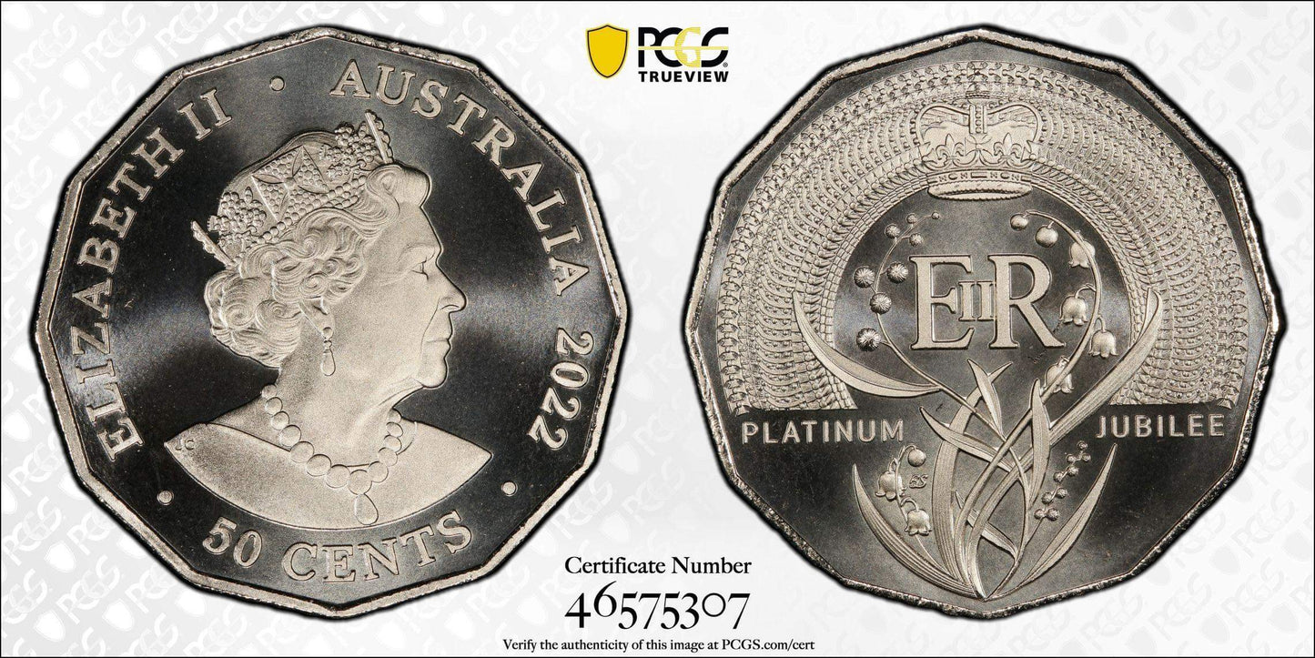 2022 PCGS MS69 ELIZABETH II PLATINUM JUBILEE 50c