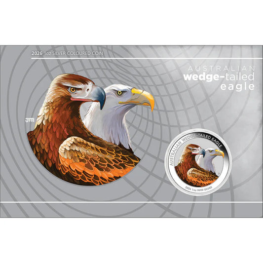 NEW RELEASE - PERTH MINT- 2026 1oz Australian Wedgetailed Eagle Silver Coloured Coin in Card