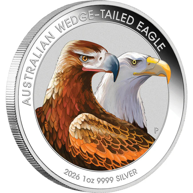 NEW RELEASE - PERTH MINT- 2026 1oz Australian Wedgetailed Eagle Silver Coloured Coin in Card