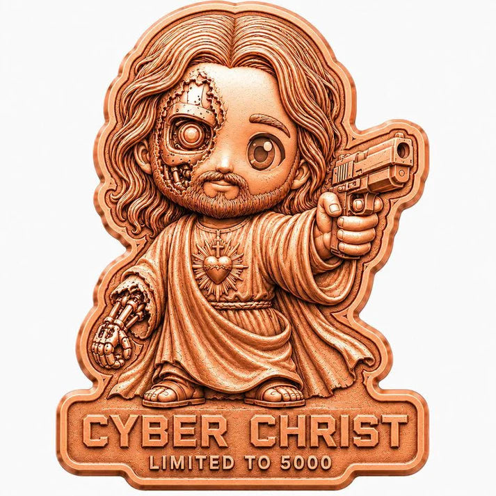PRE ORDER - Cyber Christ Shaped 2 oz Copper Medal