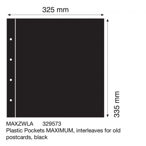 MAXIMUM, Plastic Pockets interleaves for old postcards, black- double sided