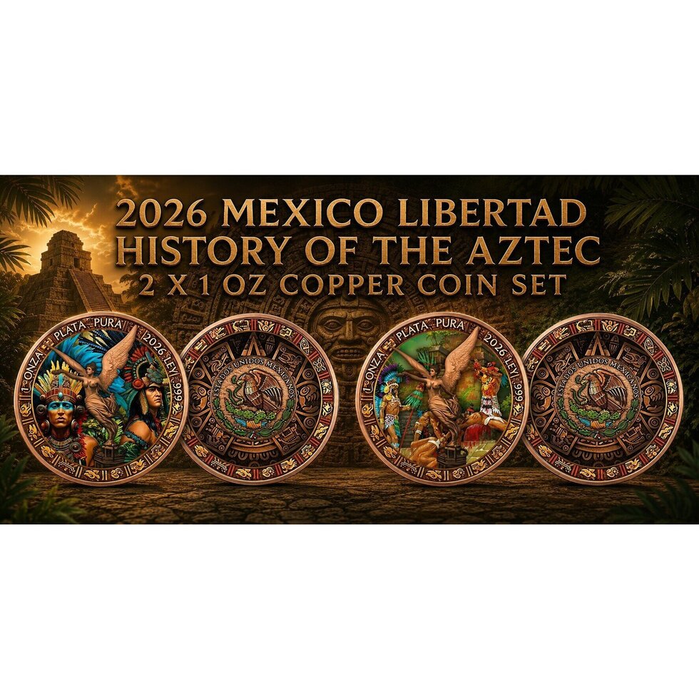 PRE ORDER - 2026 Mexico Libertad History of the Aztec 2 x 1 oz Copper Round Set 2 X 1 OZ COPPER ROUNDS