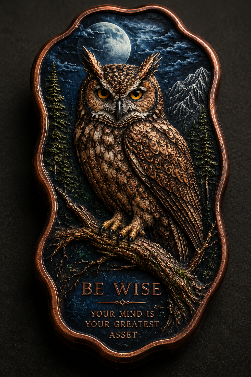 PRE ORDER - 2026 THE OWL- BE WISE Colorized and Antiqued 5 AVDP OZ .999 Fine Copper Bar