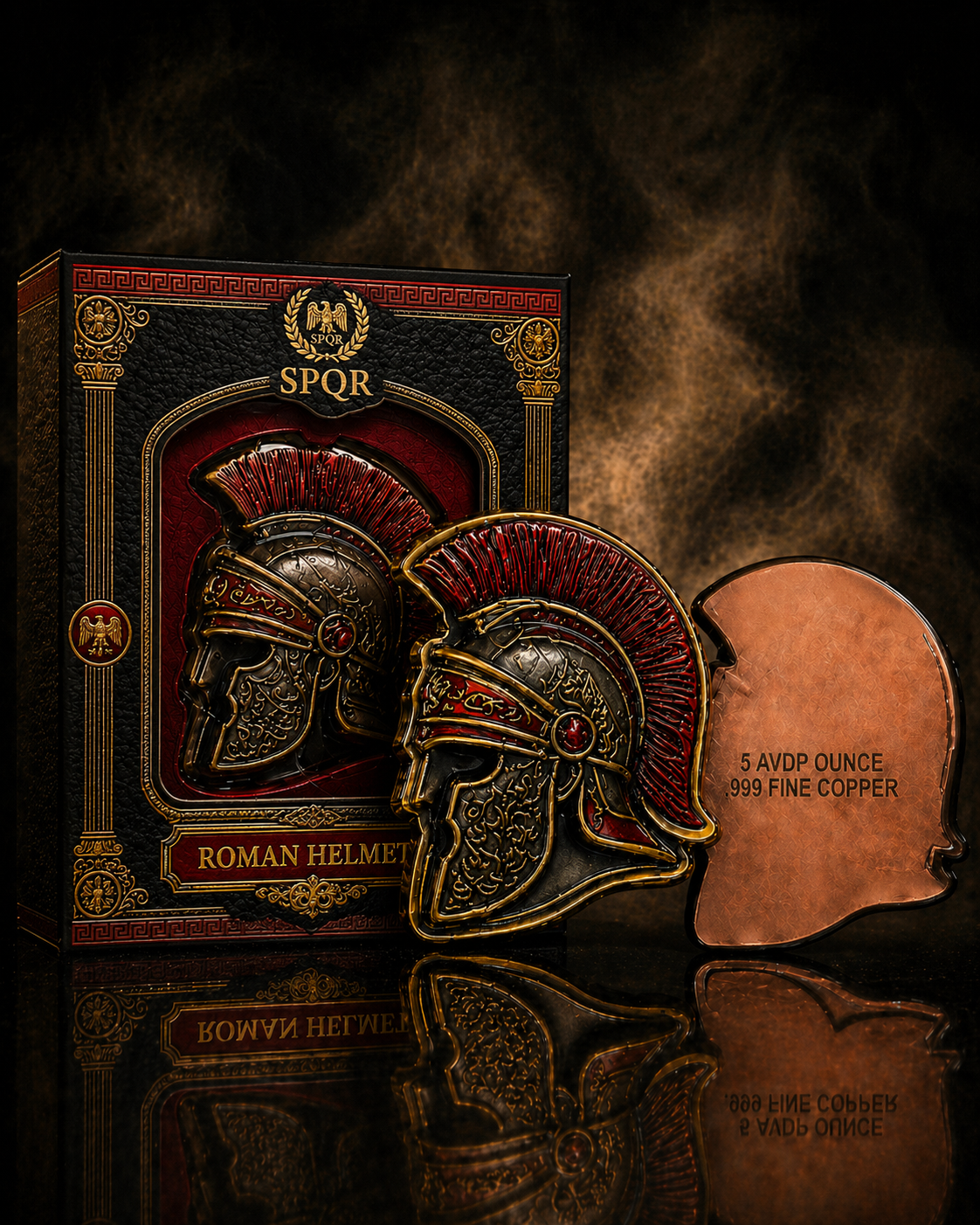 PRE ORDER - SPQR Roman Helmet Colorized 5 AVDP Oz .999 Fine Copper Limited Edition Collectible