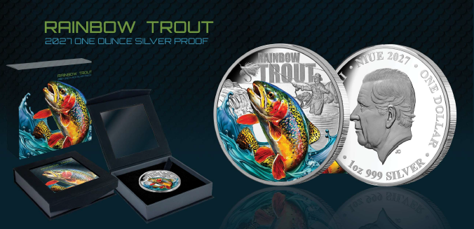 NEW RELEASE - Rainbow Trout 2027 $1 Colour 1oz Silver Proof Coin