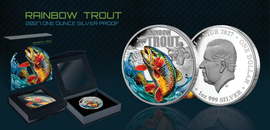NEW RELEASE - Rainbow Trout 2027 $1 Colour 1oz Silver Proof Coin